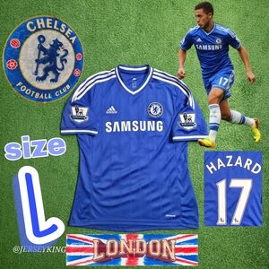 Adidas Chelsea FC Eden Hazard #17 2013/2014 Home Blue Jersey EPL Patches Size L